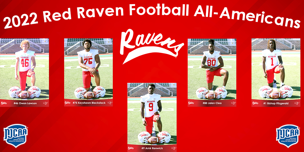 Five Red Raven Football Players Earn NJCAA  All-American Honors