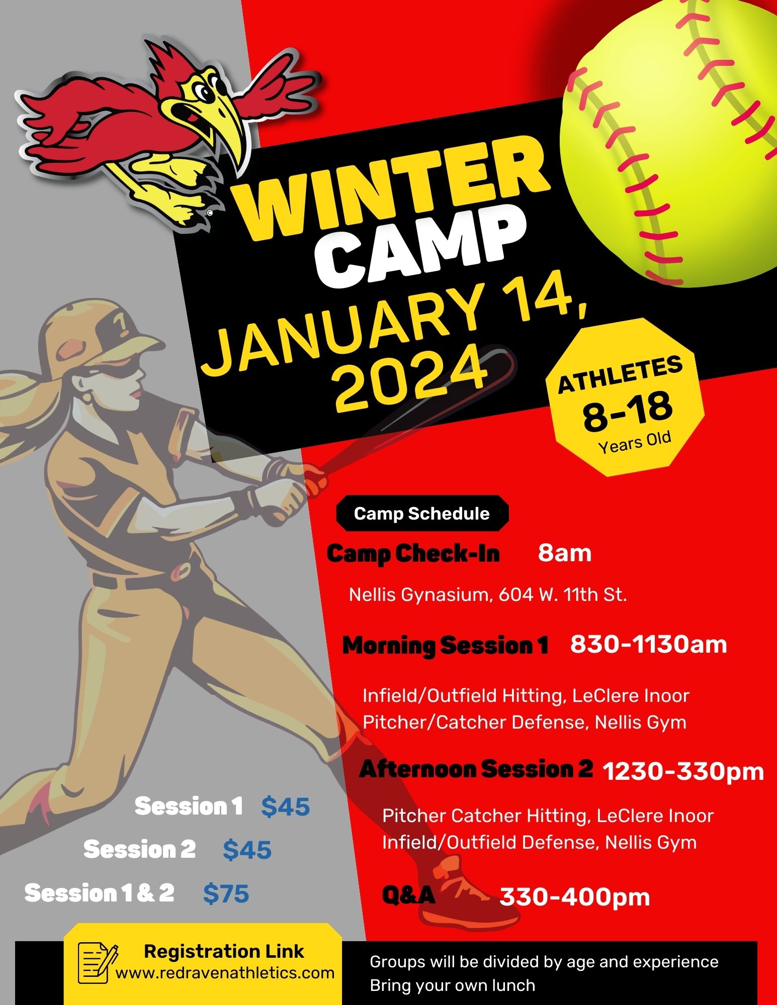 Red Raven Softball To Host Winter Camp - January 14th