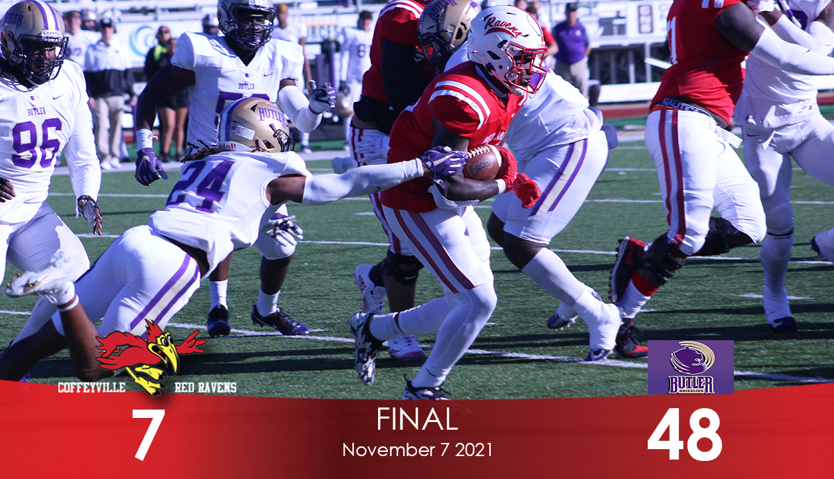Red Ravens Lose Opening Round KJCCC Playoff Game to Butler 48-7