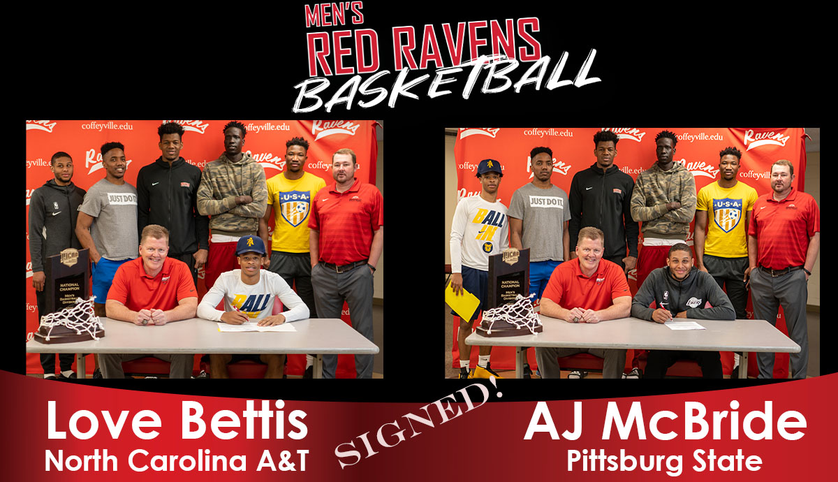 Red Raven Men's Basketball Sophomores Bettis & McBride Sign With 4-Year Schools