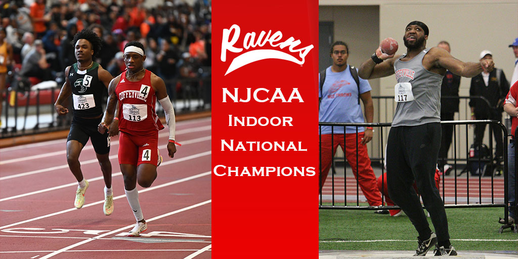 Red Raven Men's Track Place 6th at NJCAA Indoors, Evans & Ohene-Adu Win National Titles