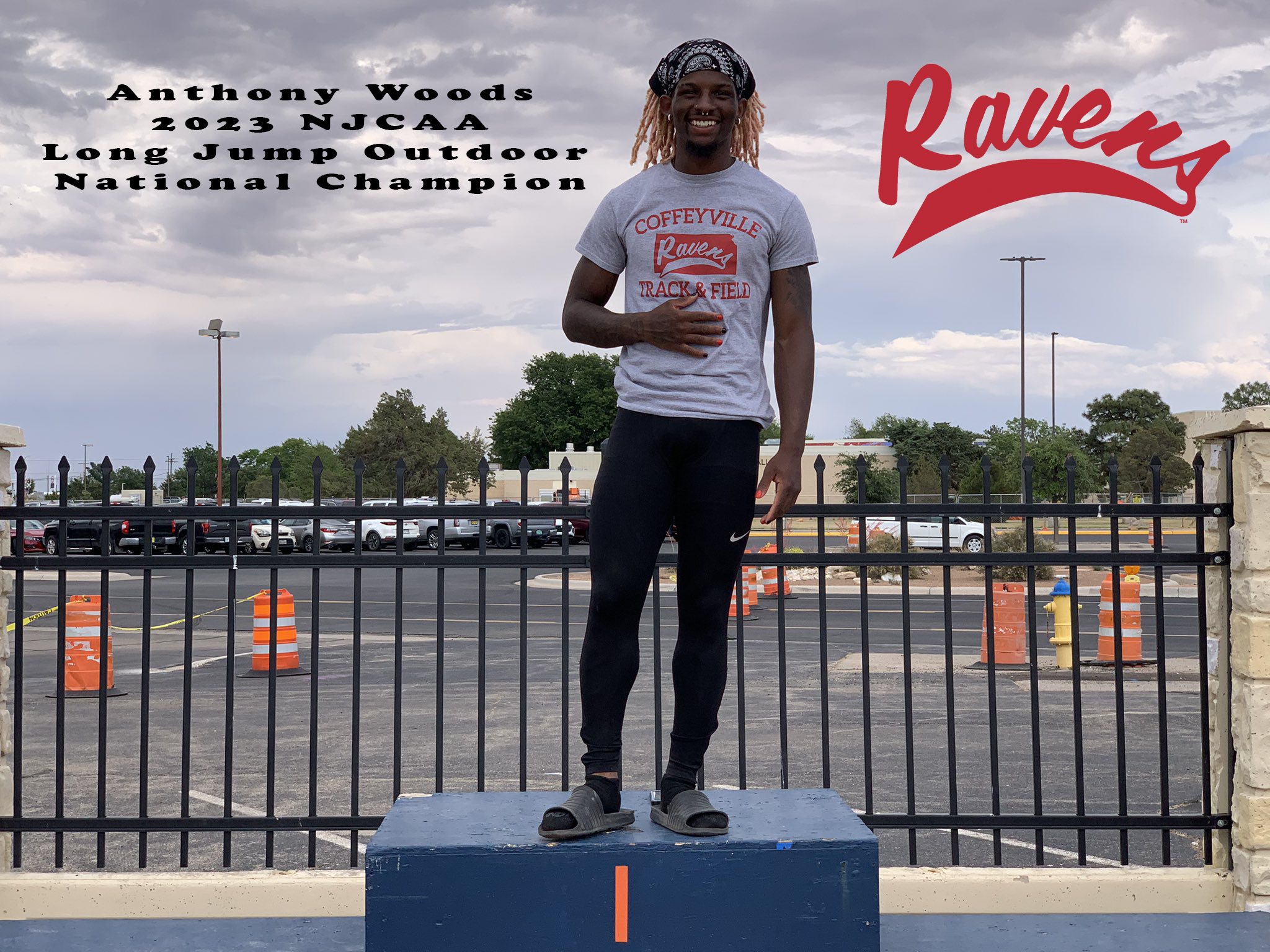 Red Raven Men's Track place 10th, Women 29th at NJCAA Outdoor Nationals.  Anthony Woods Wins Long Jump National TItle